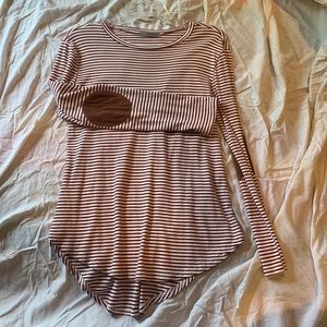Red and white striped Cherish top, size L